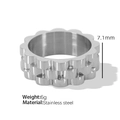 Minimalistischer doppelschichtiger Edelstahlring im Uhrenarmband-Stil mit 7,1mm Breite - US Größe 7 / Silberner Ring