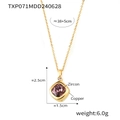 Chic copper necklace with a purple square zircon pendant and elegant golden chain - Gold Light Rose Zircon Necklace