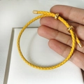 Adjustable yellow braided leather bracelet with gold metal clasp for couples - Yellow