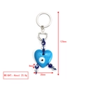 Dettaglio portachiavi a cuore malocchio con lunghezza 120mm e anello in metallo - Cuore Blu Cielo Malocchio