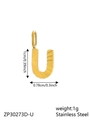 Polished golden stainless steel letter U pendant charm for personalized jewelry making - Letter-U / Gold
