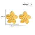 Golden flower-shaped stainless steel stud earring with high-end texture and 3cm size - Gold Large Flower Style (YE-006-金)