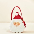 Felt Christmas gift bag with Santa Claus plush beard and red carrying handle - Wavy Beard Santa Claus Style