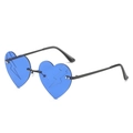 Frameless heart sunglasses with blue gradient lenses and lightning bolt engraving - Black Frame Blue Lens