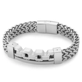 Men's square hollow titanium steel bracelet with silver wheat chain weave design - Steel