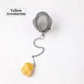 304 stainless steel tea infuser featuring a natural Yellow Aventurine stone pendant - Yellow Aventurine (Silver)