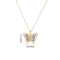 Golden butterfly necklace with purple gradient wings and white crystal pavé details - Iridescent Purple