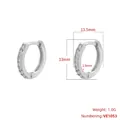 Technical drawing of 13.5mm silver hoop earrings with micro-paved cubic zirconia - 1 Pair / VE1053 Platinum 14mm