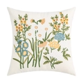 Nordischer Kissenbezug aus Baumwoll-Canvas mit floraler Stickerei und bunten Wildblumen - Jinshang-Quadratisch / 45x45cm【Ohne Kern】
