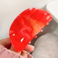 Sparkly red marble acrylic hair claw clip with glitter finish for elegant updos - Large Semi-circle Bright Red 8CM
