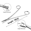 Detailansicht der 18cm Edelstahl-Piercingzange mit geöffneten und geschlossenen Backen - 2-in-1 Expansions-/Schließwerkzeug