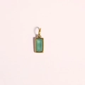 Stainless steel necklace pendant with gold finish and light green square zircon stone - October Birthstone Pendant / Gold