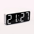 Modern rectangular digital mirror alarm clock in white case with LED display - White Case Black Face White Light Special Offer