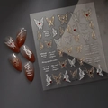 Stickers ongles papillon dorés avec cristaux rouges et citations anglaises Co-148 - CO-148 (Style Papillon Strass)