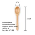 Japanese style pointed wooden rice spoon made of natural lotus wood 16cm length - Natural Wood (16*3cm Pointed Mouth Spoon)