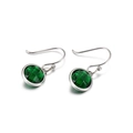 Elegant silver earrings with round green gemstone inlay on a white background - Green (KE82737-GC)