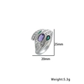 Bague serpent argentée avec pierre violette et accents verts, bijou de luxe - Bague Argentée Design Tête de Serpent (8918)