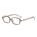 Modische transparente braune quadratische kleine optische Brille Variante mit Metalldetails. - Anti-Blaulicht Stil / Transparentes Tee-Braun