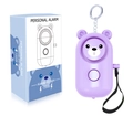 Purple bear personal safety alarm keychain for women with 130dB sound and LED light - Taro Purple