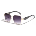 Occhiali da sole quadrati in metallo con montatura dorata e lenti viola sfumate unisex - Grigio Viola