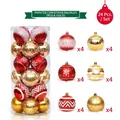 Set di 24 palline di Natale da 6cm in rosso e oro con vari motivi decorativi dipinti - Rosso & Oro
