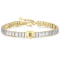 Gold-tone tennis bracelet featuring zircon stones and a heart-shaped letter M pendant - Gold M