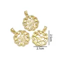 Golden lace pendant with heart Mom engraving and sparkling stars, 2.5cm size - Lace Heart Star MAMA (Micro-inlay)