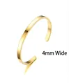 Minimalist 4mm wide golden C-shaped stainless steel cuff bracelet with smooth finish - 4mm Width / Gold