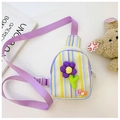 Kids colorful striped chest bag with purple flower and LOVE lettering detail - Purple Flower