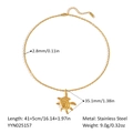 Golden titanium steel dolphin pendant necklace with natural freshwater pearls 18K gold finish - Simple Sea Turtle Pendant Rolo Chain Necklace (YYN025157)