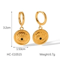 Gedetailleerde afmetingen van gouden evil eye hartoorbellen met 3,2 cm hoogte en 1,53 cm breedte - Rond Boze Oog (HC-E10515)