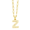 Detail of gold-plated Figaro chain necklace with micro-pave zircon letter Z pendant - Letter Z