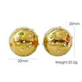 Golden 20mm hemispherical stud earrings with colorful crystals and pearls - Gold (Pearl & Multi-color Rhinestone)