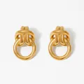Elegant gold plated stainless steel knot hoop earrings with a polished mirror finish - Gold (KD3437)
