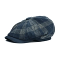Berretto newsboy a quadretti blu e grigi in velluto a coste e tessuto tweed - Taglia unica / Blu navy