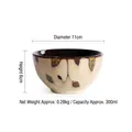 Japanese ceramic rice bowl with hand-painted leaf pattern and dark brown glazed interior - 4.5 Inch / Vine Leaf