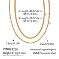 Detailed size specs for gold layered snake and twist chain necklace in stainless steel - Gold Double Layer Chain (YYN023296)