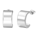 Polished silver C-shaped stud earrings with mirror finish and butterfly backings - Silver C-Shape