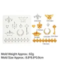 Baroque style silicone mold for fondant featuring crown heart and bee relief patterns - Crown Bee Style (15-585) / Gray