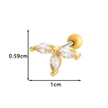 Gouden roestvrijstalen oorknopje met zirkonia bloemontwerp en bolvormige schroefsluiting - Drievoudige Marquise Bloem Stijl (024-2#金) / Goud