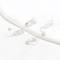 Silver-plated clip-on earring converter with a single clear rhinestone stud - Style 10 Triangle White Zirconia Clip with Loop Thick Silver