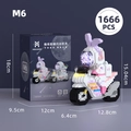 Glow-in-the-dark astronaut rabbit riding motorcycle building blocks toy with 1666 pieces - M6 Female Astronaut Motorcycle with Light