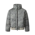 Doudoune courte léopard pour homme avec col montant et finitions bords-côtes rétro - Khaki / S
