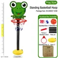 Adjustable frog-themed kids basketball hoop set with net, ball and yellow base - [Express Box] Frog - Standing Basketball Hoop
