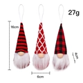 Dreiteiliges Set gestrickte Weihnachtswichtel mit rot-schwarzen Mustern als Baumschmuck - 3-teiliges Kariertes Gnom-Hängeset