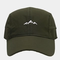 Détail de la casquette de baseball à séchage rapide vert armée avec broderie de montagne - Réglable / Vert