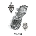 Waterproof temporary tattoo stickers with black and white tiger, fox, and wolf designs - Th-151 / 210*148mm