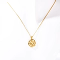 Collana in acciaio inossidabile dorato con ciondolo rotondo martellato fine - Novembre