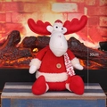 Plush Christmas reindeer doll in red and white knit fabric with scarf, height 30cm - Christmas Moose (YF201810C)