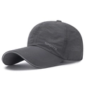 Dark grey quick-dry breathable baseball cap with laser-cut holes and SPORTS print - Dark Gray